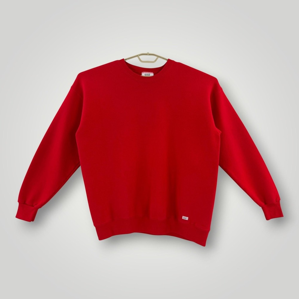 Vintage Lee Sweatshirt Mens XL Red Heavyweight Fleece Made USA 90s Crewneck